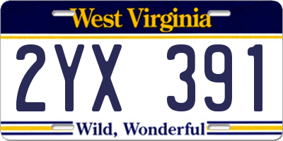 WV license plate 2YX391