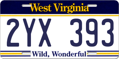 WV license plate 2YX393