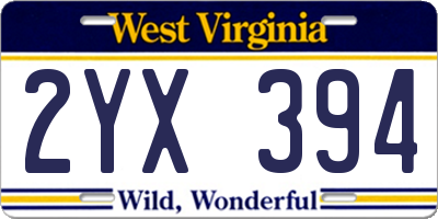 WV license plate 2YX394