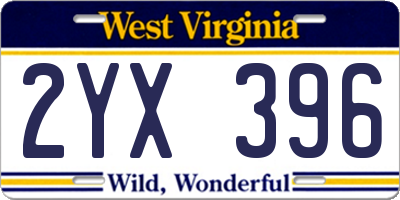 WV license plate 2YX396