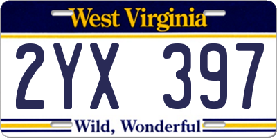 WV license plate 2YX397