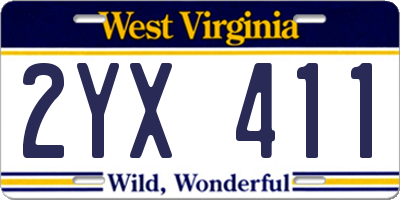 WV license plate 2YX411