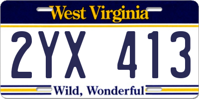 WV license plate 2YX413