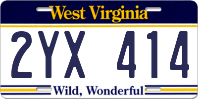 WV license plate 2YX414