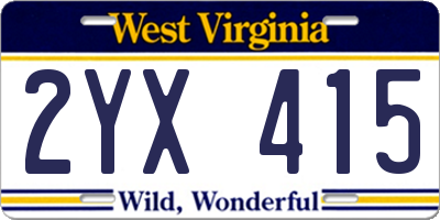 WV license plate 2YX415