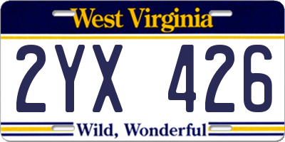 WV license plate 2YX426