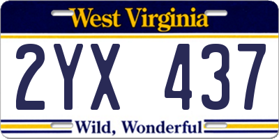 WV license plate 2YX437