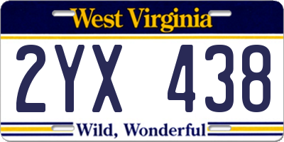 WV license plate 2YX438