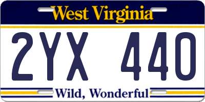 WV license plate 2YX440