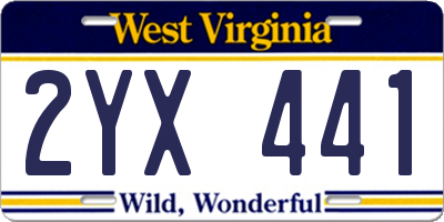 WV license plate 2YX441