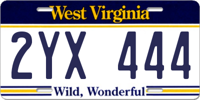 WV license plate 2YX444