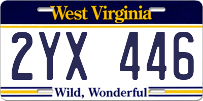 WV license plate 2YX446