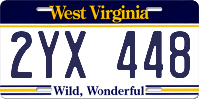 WV license plate 2YX448