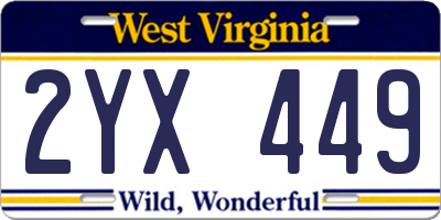 WV license plate 2YX449