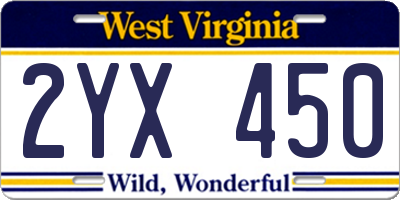 WV license plate 2YX450