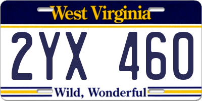 WV license plate 2YX460