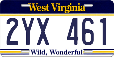 WV license plate 2YX461