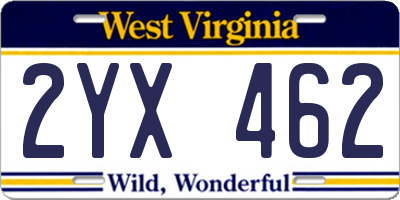 WV license plate 2YX462