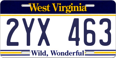WV license plate 2YX463