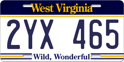 WV license plate 2YX465