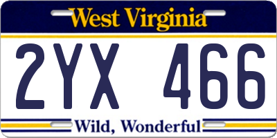 WV license plate 2YX466