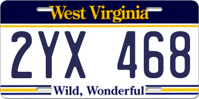WV license plate 2YX468