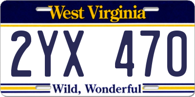 WV license plate 2YX470
