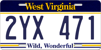 WV license plate 2YX471