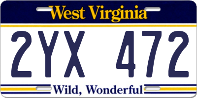 WV license plate 2YX472