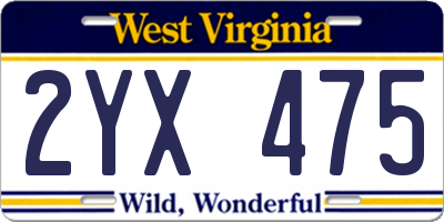 WV license plate 2YX475
