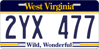 WV license plate 2YX477