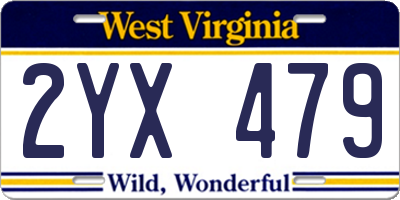 WV license plate 2YX479
