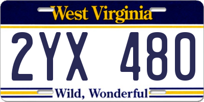 WV license plate 2YX480
