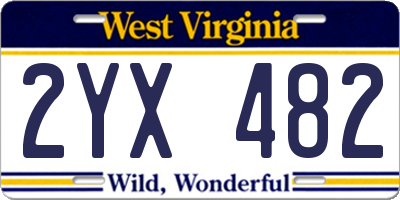 WV license plate 2YX482