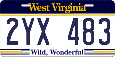 WV license plate 2YX483