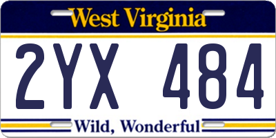 WV license plate 2YX484