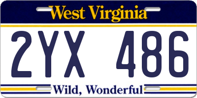 WV license plate 2YX486