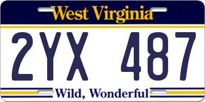 WV license plate 2YX487