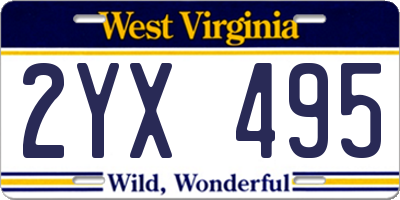 WV license plate 2YX495