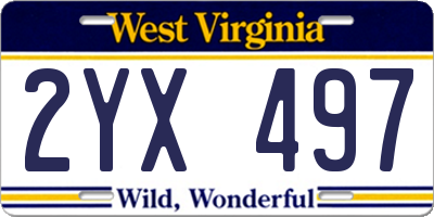 WV license plate 2YX497