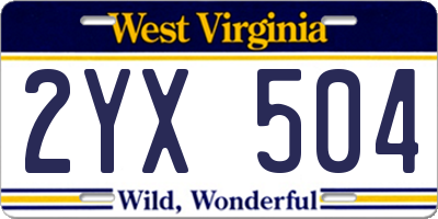 WV license plate 2YX504