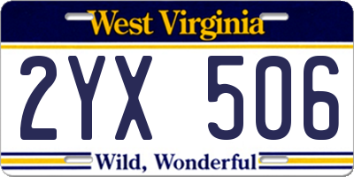 WV license plate 2YX506