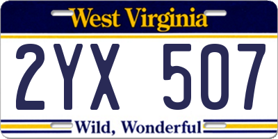 WV license plate 2YX507