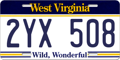 WV license plate 2YX508