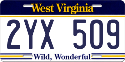 WV license plate 2YX509