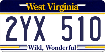 WV license plate 2YX510