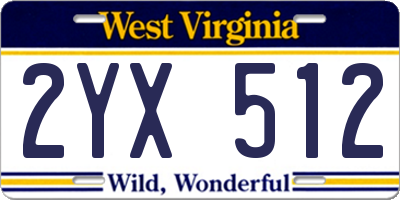 WV license plate 2YX512
