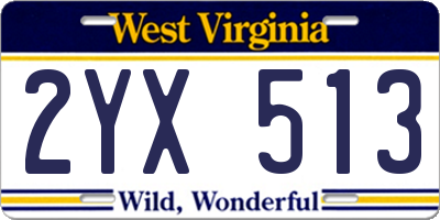 WV license plate 2YX513