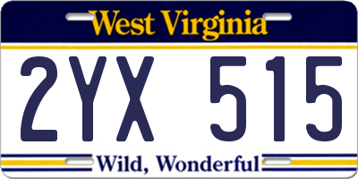 WV license plate 2YX515