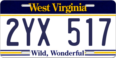 WV license plate 2YX517